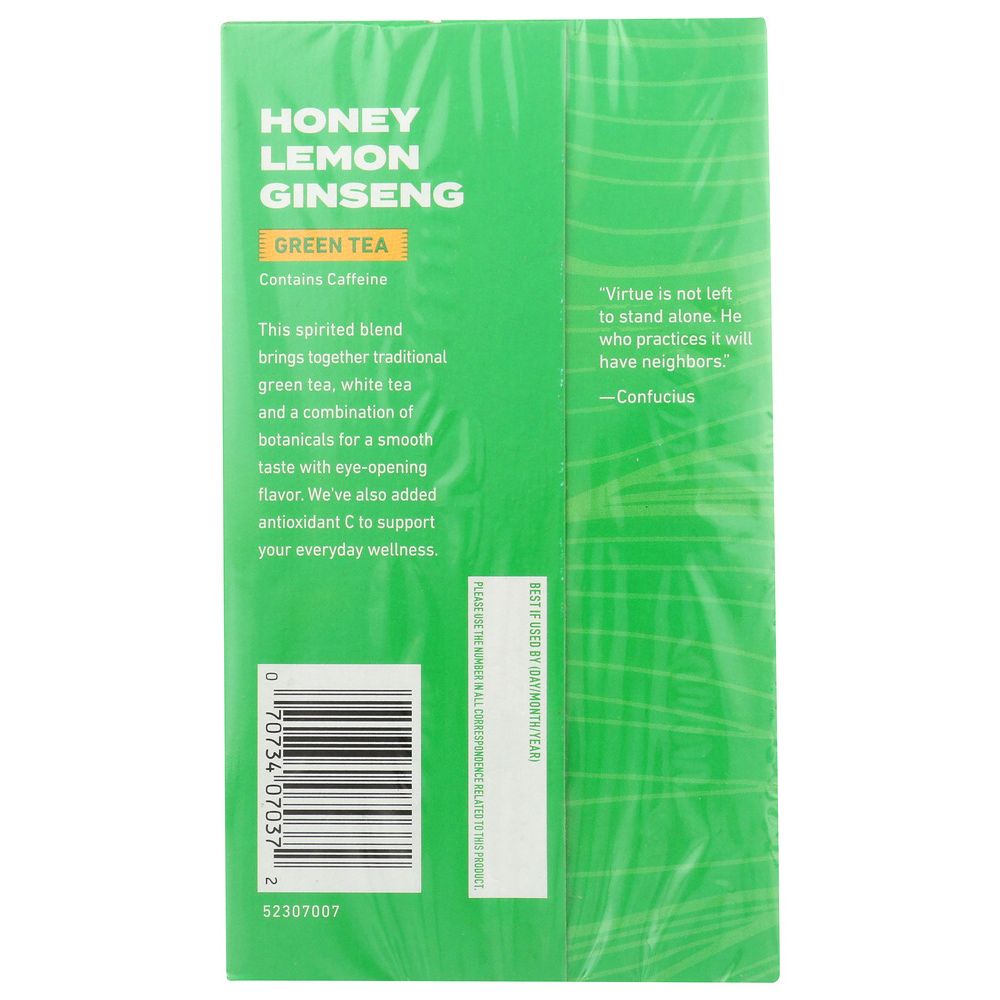 CELESTIAL SEASONINGS: Green Tea With White Tea Honey Lemon Ginseng 20 Tea Bags, 1.5 oz