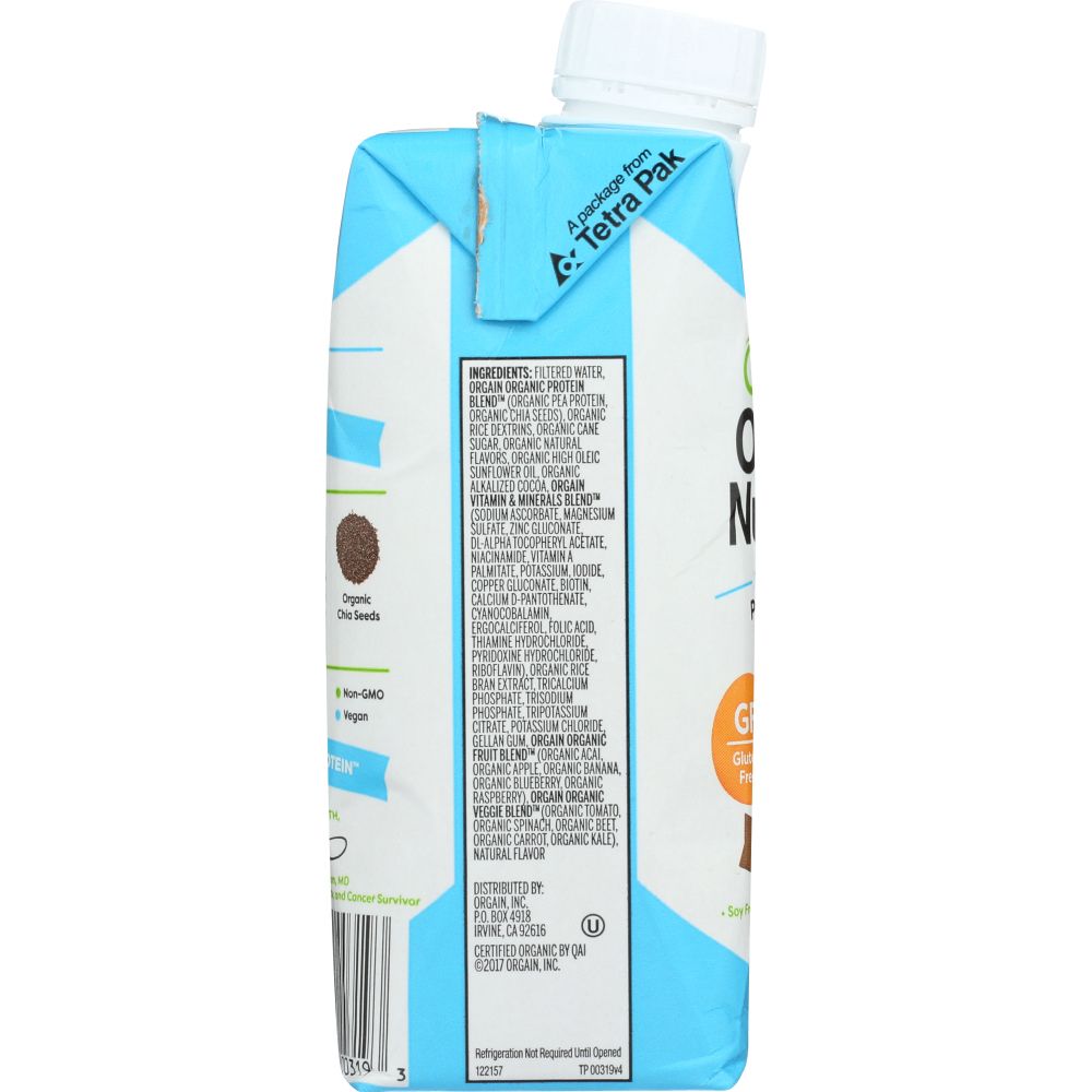 ORGAIN: Organic Vegan Nutritional Shake Smooth Chocolate, 11 oz