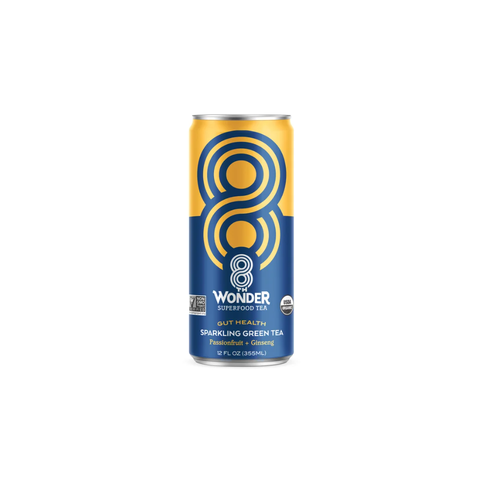 8TH WONDER: Sparkling Green Tea Passionfruit Ginseng Gut Health, 12 fo